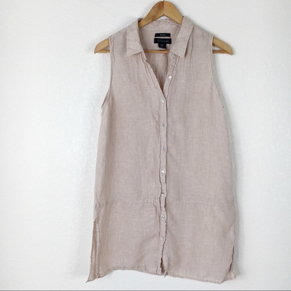 Tahari Tops - Tahari Taupe Brown 100% Linen Tunic Top